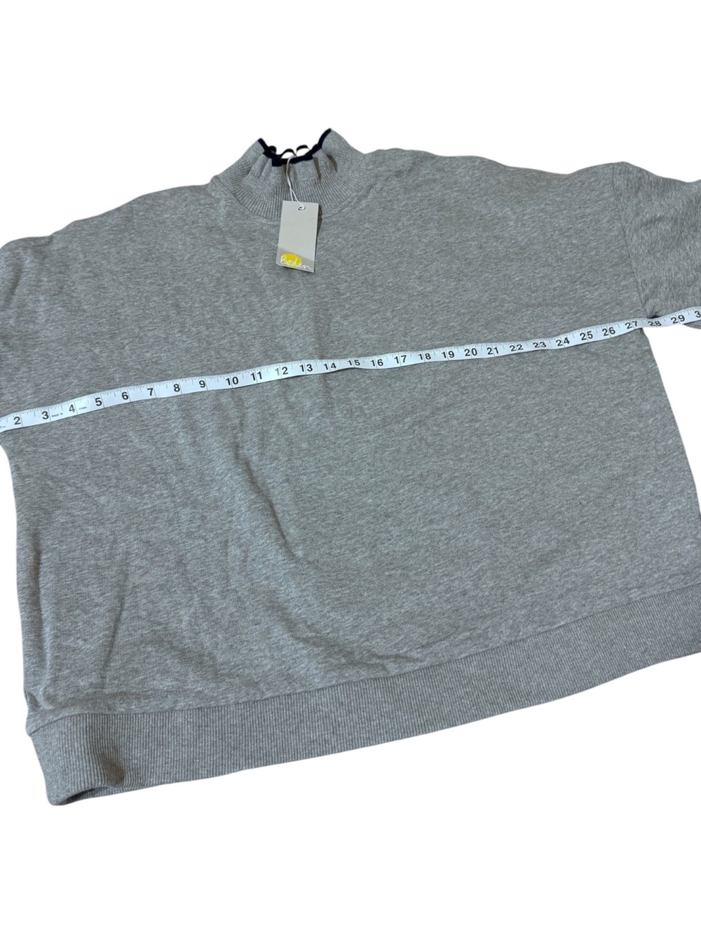 Boden Light Gray Pullover Sweater with Black Ruffle Trim - Picture 4 of 8